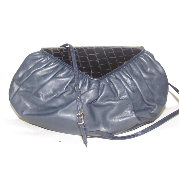 Fendi Crocodile Leather/Leather Two-way Black Patent/Navy Leather Shoulder Bag - Picture 2 of 5